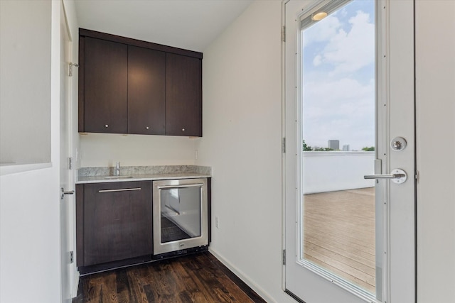 1728 Michigan St Unit C, Houston, TX 77006 - indoor bar featuring wine cooler and dark wood-style flooring