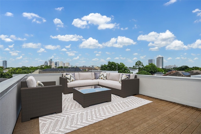 1728 Michigan St Unit C, Houston, TX 77006 - wooden terrace with a city view and an outdoor living space