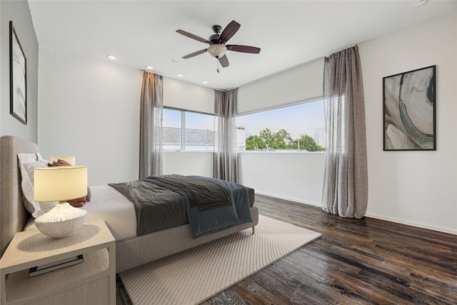 1728 Michigan St Unit C, Houston, TX 77006 - bedroom featuring wood finished floors, ceiling fan, and recessed lighting