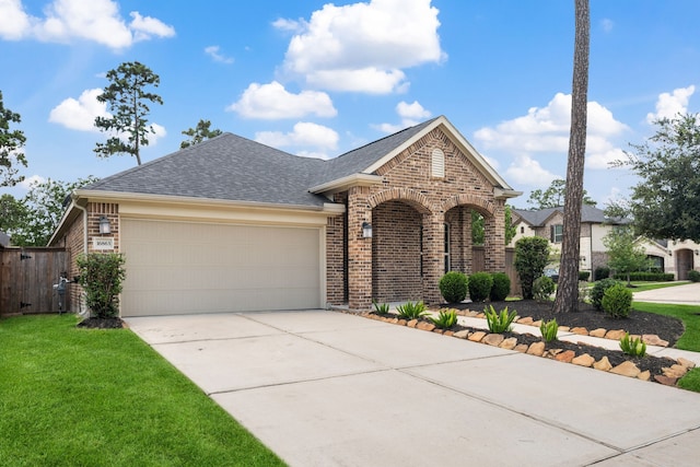 16863 Big Reed Dr, Humble, TX 77346 - view of front of property featuring brick siding, roof with shingles, an attached garage, and driveway