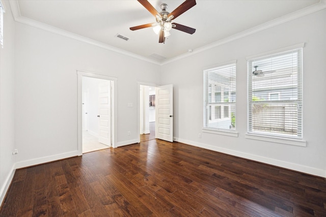 17011 Seminole Ridge Dr, Cypress, TX 77433 - unfurnished bedroom with crown molding, wood finished floors, ensuite bathroom, and ceiling fan