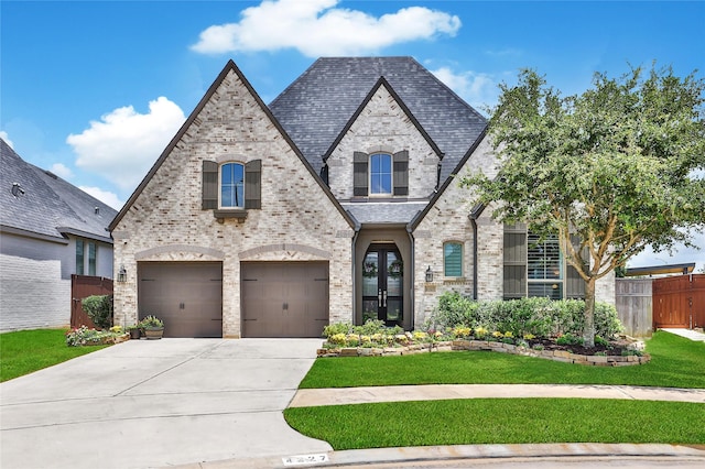 4327 Sage Glen Ln, Fulshear, TX 77441 - french provincial home with french doors, concrete driveway, and brick siding