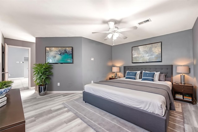 2710 Magnolia Ct, Stafford, TX 77477 - bedroom with light wood-style flooring and a ceiling fan