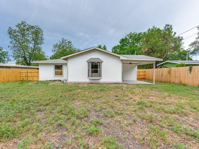 527 Blakeley Dr, San Antonio, TX 78209 - rear view of house featuring a fenced backyard, ceiling fan, and a patio area