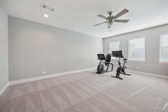 408 W Pierce St, Houston, TX 77019 - workout area with ceiling fan, carpet, and recessed lighting
