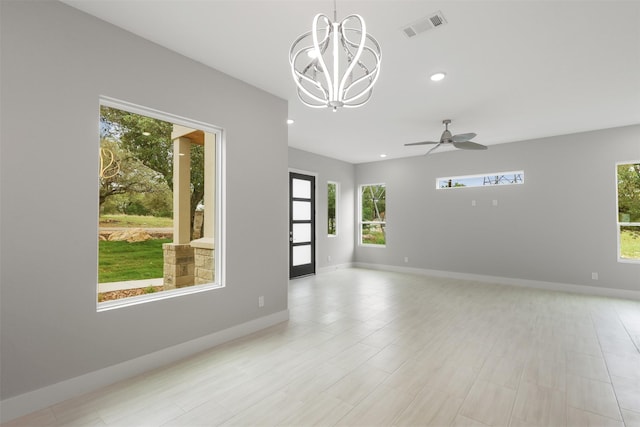 301 Knights Row, Horseshoe Bay, TX 78657 - empty room featuring a chandelier, recessed lighting, and ceiling fan