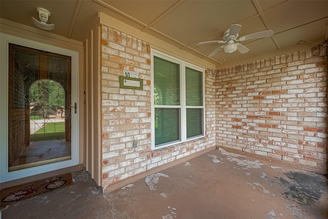 22303 Walnut Valley Dr, Spring, TX 77389 - covered porch featuring ceiling fan