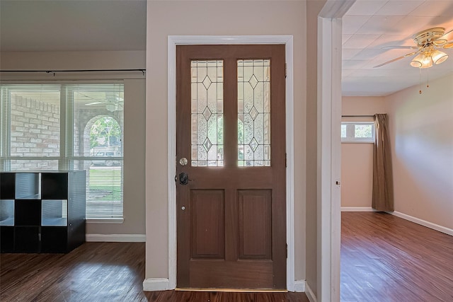 22303 Walnut Valley Dr, Spring, TX 77389 - entryway featuring wood finished floors and a ceiling fan