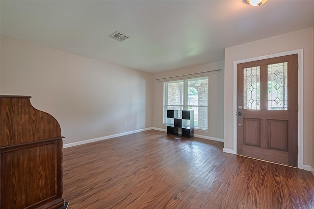 22303 Walnut Valley Dr, Spring, TX 77389 - foyer with dark wood finished floors and baseboards
