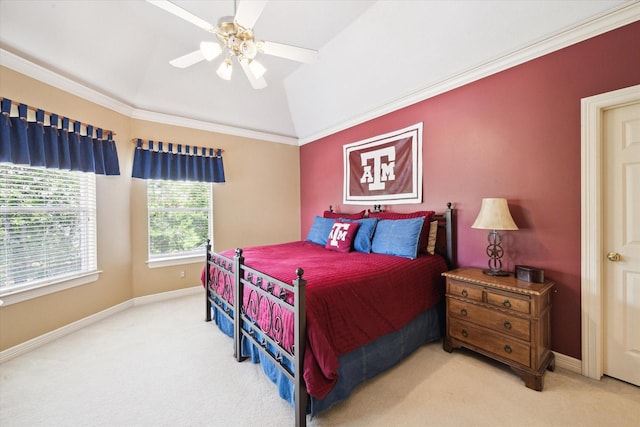 4519 Amble Oak Ct, Houston, TX 77059 - bedroom featuring light carpet, lofted ceiling, and ceiling fan