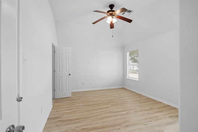 6810 Strathmore Place Ct, Katy, TX 77449 - empty room with a ceiling fan, light wood-style flooring, and high vaulted ceiling