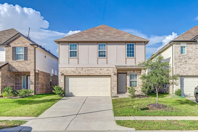 2931 Orchid Ranch Dr, Katy, TX 77494 - traditional-style house with concrete driveway, an attached garage, a front lawn, and a shingled roof
