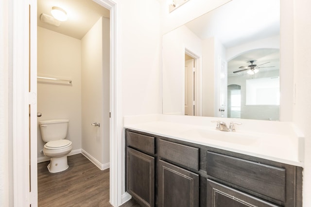 2931 Orchid Ranch Dr, Katy, TX 77494 - bathroom featuring vanity, wood finished floors, and a ceiling fan