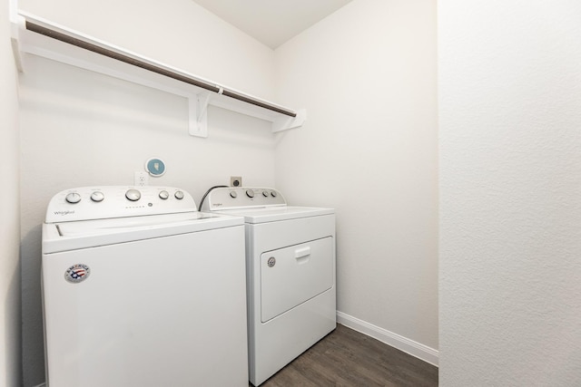 2931 Orchid Ranch Dr, Katy, TX 77494 - laundry room featuring washer and clothes dryer and dark wood-style floors