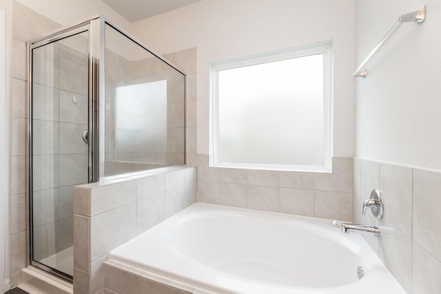 2931 Orchid Ranch Dr, Katy, TX 77494 - bathroom with a garden tub and a shower stall