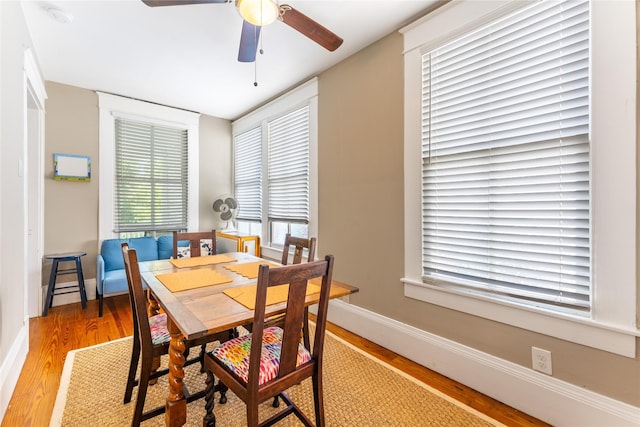 912 Sealy St, Galveston, TX 77550 - dining area with wood finished floors and ceiling fan