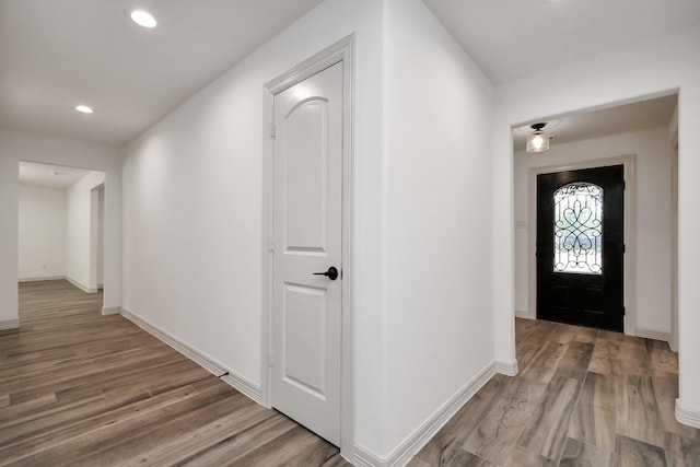 1805 E Ave, Katy, TX 77493 - foyer entrance featuring wood finished floors and recessed lighting