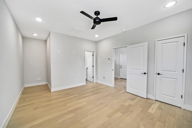 2206 Lou Ellen Ln Unit C, Houston, TX 77018 - unfurnished bedroom with light wood-style floors, recessed lighting, and ceiling fan