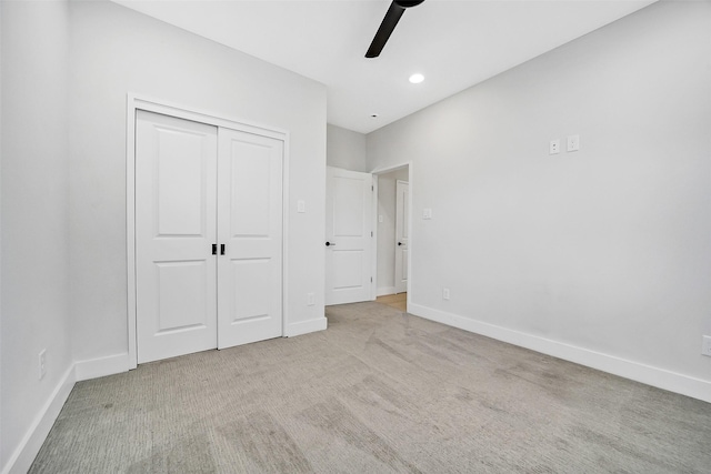2206 Lou Ellen Ln Unit C, Houston, TX 77018 - unfurnished bedroom with light carpet, a closet, a ceiling fan, and recessed lighting