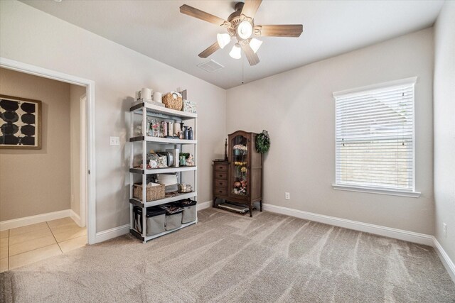 6903 Stevenson Dr, Missouri City, TX 77459 - miscellaneous room featuring carpet flooring and a ceiling fan