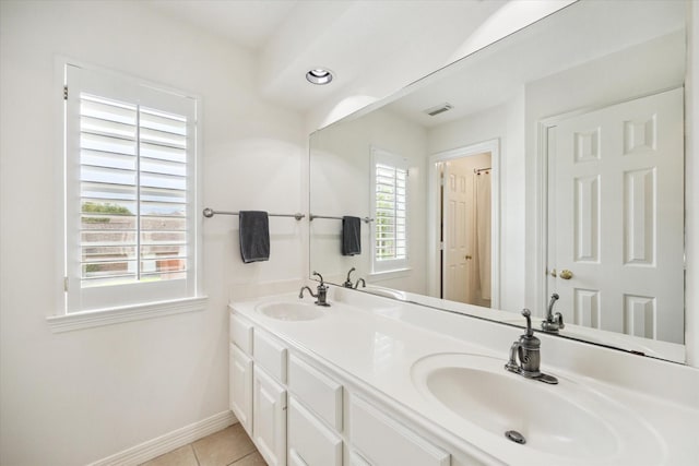 6403 Hidden Crest Way, Sugar Land, TX 77479 - full bath featuring double vanity and tile patterned floors