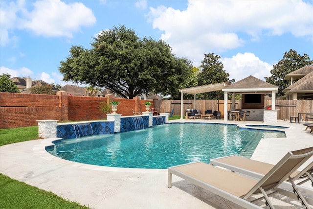 6403 Hidden Crest Way, Sugar Land, TX 77479 - view of pool with a gazebo, a fenced backyard, and a patio area