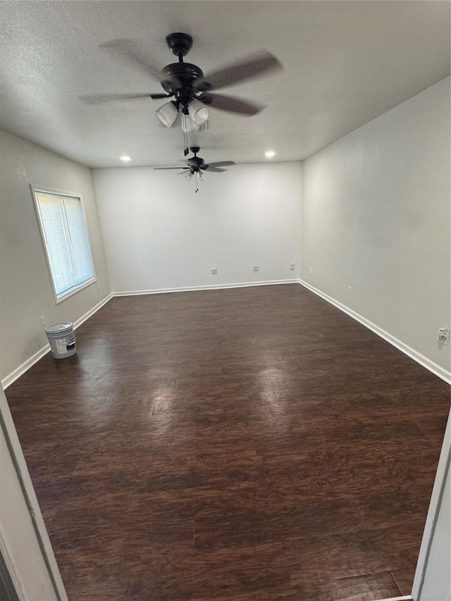 209 W 8th St, Deer Park, TX 77536 - unfurnished room with a ceiling fan, dark wood-style flooring, and recessed lighting