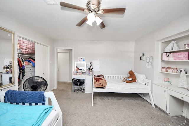 1903 Britton St, Baytown, TX 77520 - bedroom featuring carpet flooring, ceiling fan, and a closet