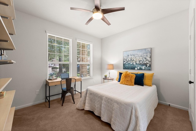 14 Painted Post Pl, The Woodlands, TX 77389 - carpeted bedroom with an office area and a ceiling fan
