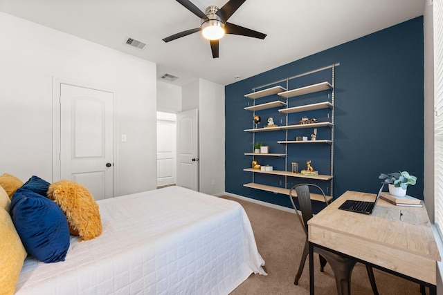 14 Painted Post Pl, The Woodlands, TX 77389 - carpeted bedroom featuring a desk and a ceiling fan