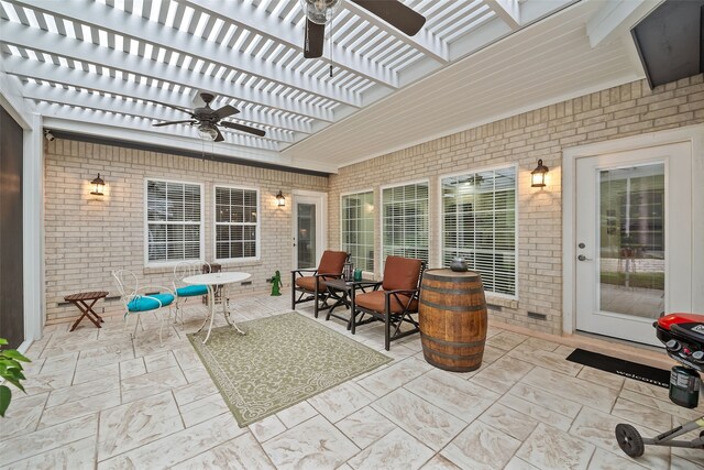 6602 Ranch Park Dr, Magnolia, TX 77354 - view of patio / terrace with a pergola and a ceiling fan