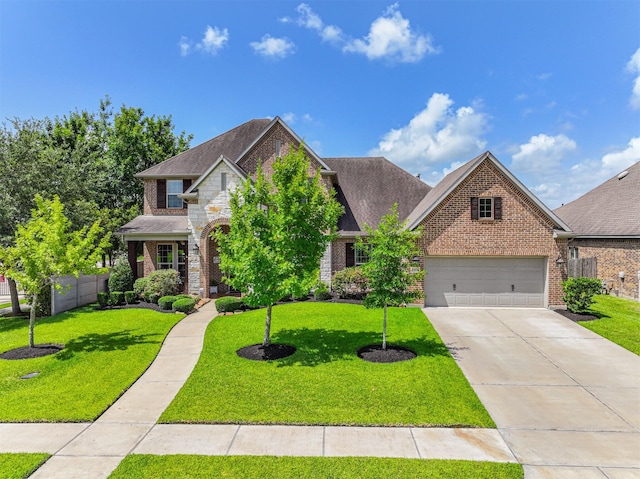 2424 Prairie Mist Ln, Friendswood, TX 77546 - traditional-style home with brick siding, concrete driveway, and a shingled roof