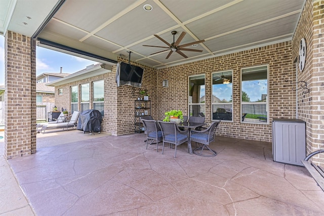 2424 Prairie Mist Ln, Friendswood, TX 77546 - view of patio featuring ceiling fan and grilling area