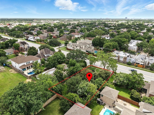 6305 S Rice Ave, Bellaire, TX 77401 - aerial perspective of suburban area featuring property parcel outlined