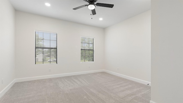 10002 Wilma Ln, Beach City, TX 77523 - unfurnished room with a ceiling fan, carpet, and recessed lighting
