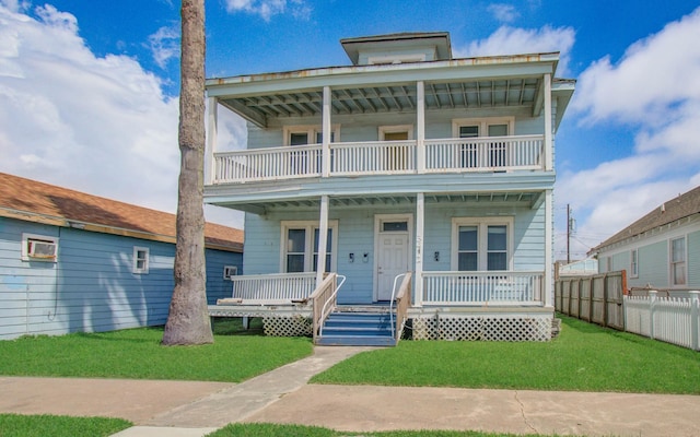 3412 Avenue S, Galveston, TX 77550 - view of front of property with a balcony and a porch