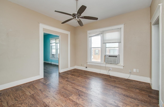 3412 Avenue S, Galveston, TX 77550 - spare room featuring wood finished floors, a ceiling fan, healthy amount of natural light, and cooling unit