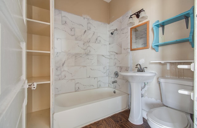 3412 Avenue S, Galveston, TX 77550 - bathroom with shower / bathtub combination and wood finished floors