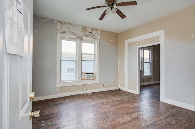 3412 Avenue S, Galveston, TX 77550 - spare room featuring healthy amount of natural light, wood finished floors, ceiling fan, and cooling unit