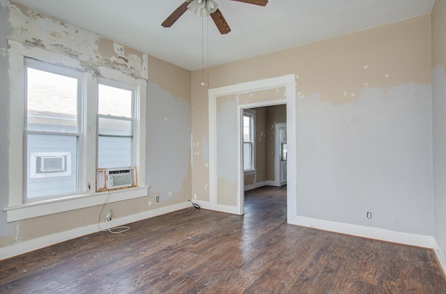 3412 Avenue S, Galveston, TX 77550 - unfurnished room with ceiling fan, wood finished floors, and cooling unit