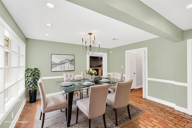 738 Stone Mountain Dr, Conroe, TX 77302 - dining room with recessed lighting and brick patterned floors