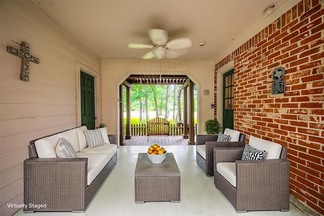 738 Stone Mountain Dr, Conroe, TX 77302 - view of patio with an outdoor hangout area and ceiling fan
