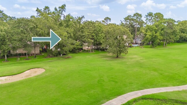 738 Stone Mountain Dr, Conroe, TX 77302 - view of home's community featuring view of golf course, a yard, and view of scattered trees