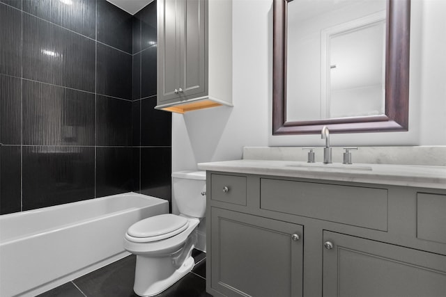 1156 Mosaico Ln, Houston, TX 77055 - bathroom with vanity, tub / shower combination, and tile patterned floors