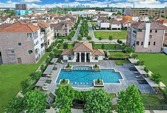 1156 Mosaico Ln, Houston, TX 77055 - drone / aerial view of a pool area