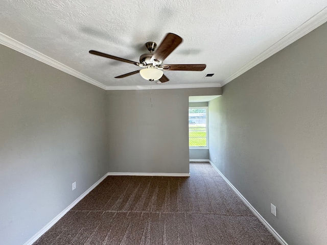1013 E 40th St, Houston, TX 77022 - carpeted spare room featuring a ceiling fan, a textured ceiling, and ornamental molding