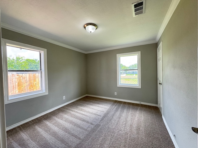 1013 E 40th St, Houston, TX 77022 - carpeted spare room with ornamental molding and a textured ceiling
