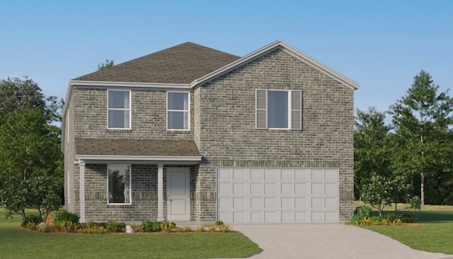 3016 Wild Dunes Dr, Katy, TX 77493 - view of front facade featuring brick siding, concrete driveway, an attached garage, and a front lawn