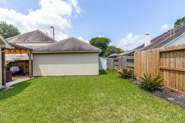 8710 Candleshine Cir, Houston, TX 77095 - fenced backyard featuring a patio