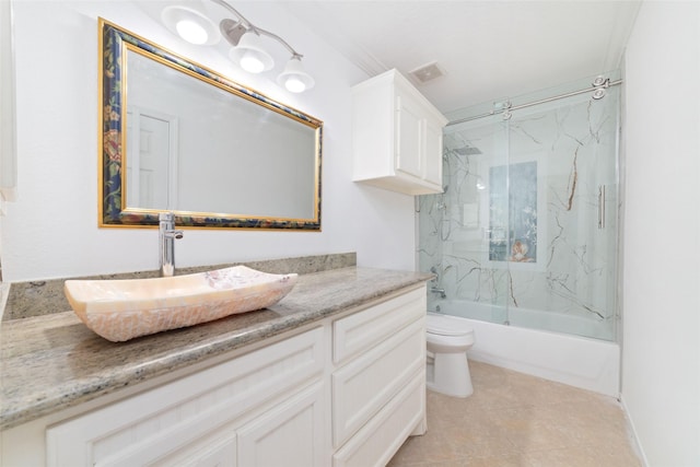 23703 Shaw Perry Ln, Katy, TX 77493 - bathroom featuring vanity, shower / bath combination with glass door, and tile patterned flooring